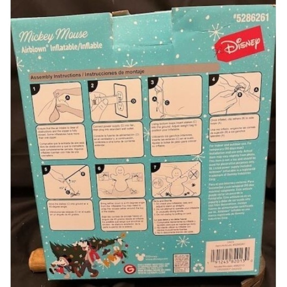 Disney Airblown Inflatable Mickey Mouse Christmas Snowman - Gemmy - New - Picture 2 of 2